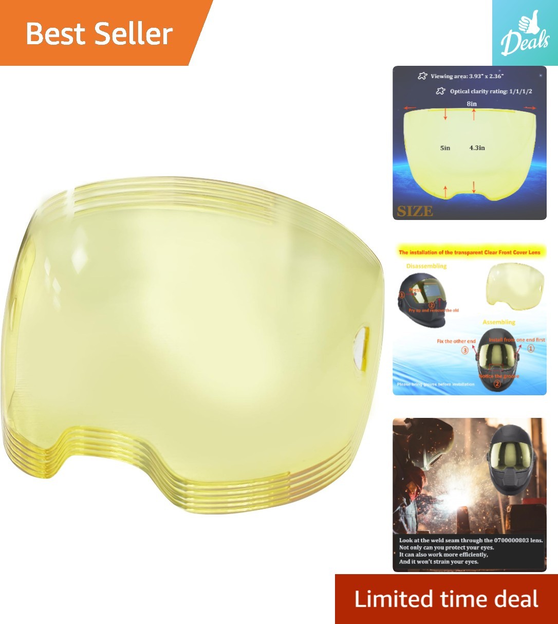 High Clarity Lens Replacement for ESAB Sentinel A50 – 5 Pack for Clear Vision