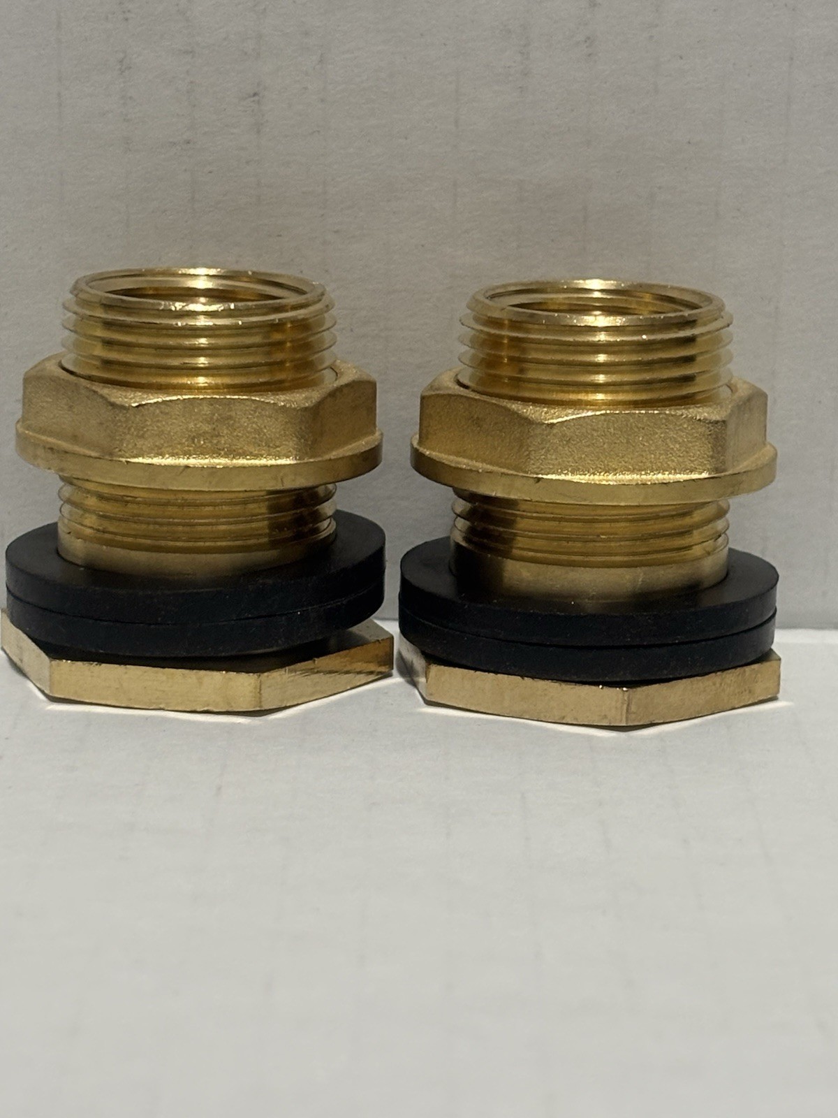 2 Pk 1/2″ NPT Female 3/4″ NPT Male Bulkhead Fitting Brass Water Tank Connector