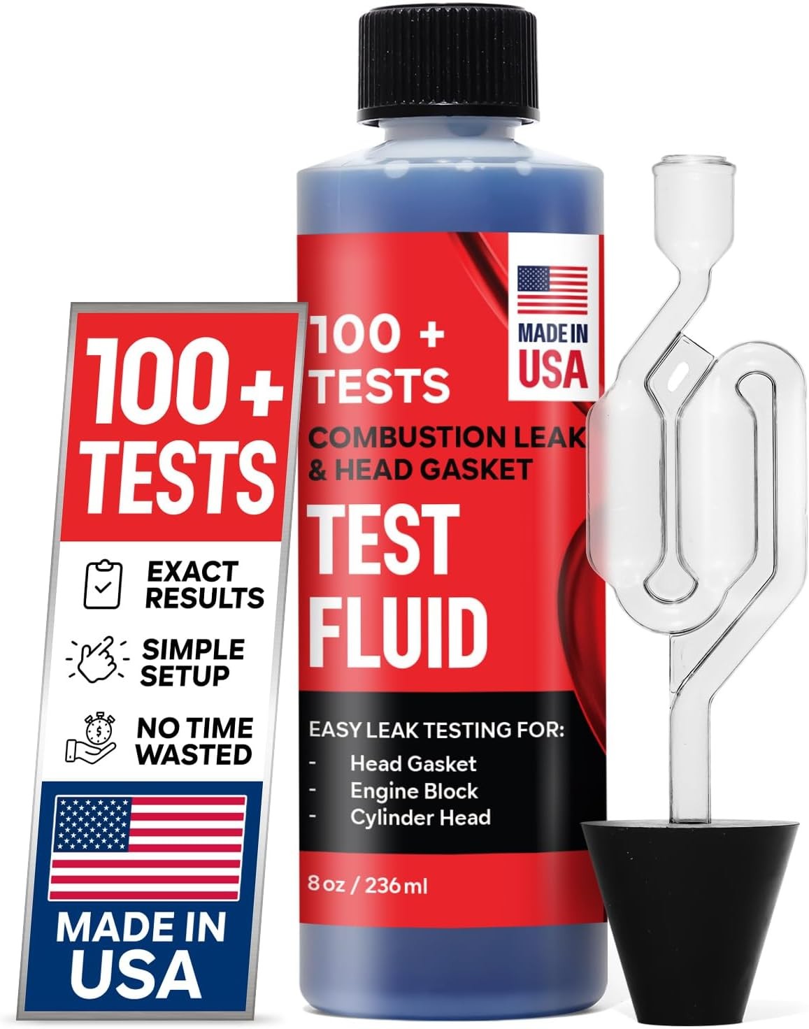 Combustion Leak + Head Gasket Test Kit – Over 100 Tests – Includes 8oz Leak-Dete