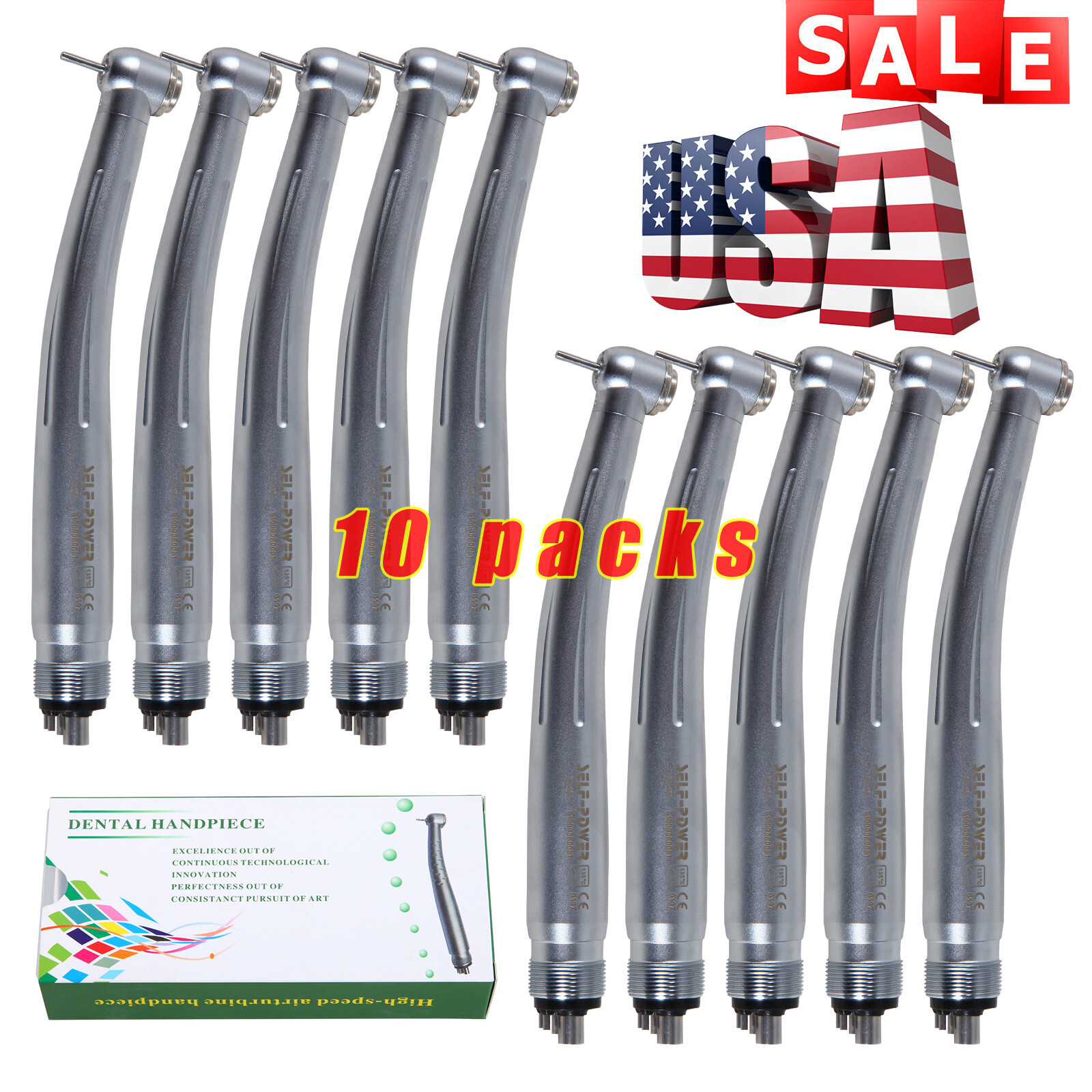 10pcs NSK PANA MAX Style Dental High Speed Handpiece Turbine Push Button 4 Hole