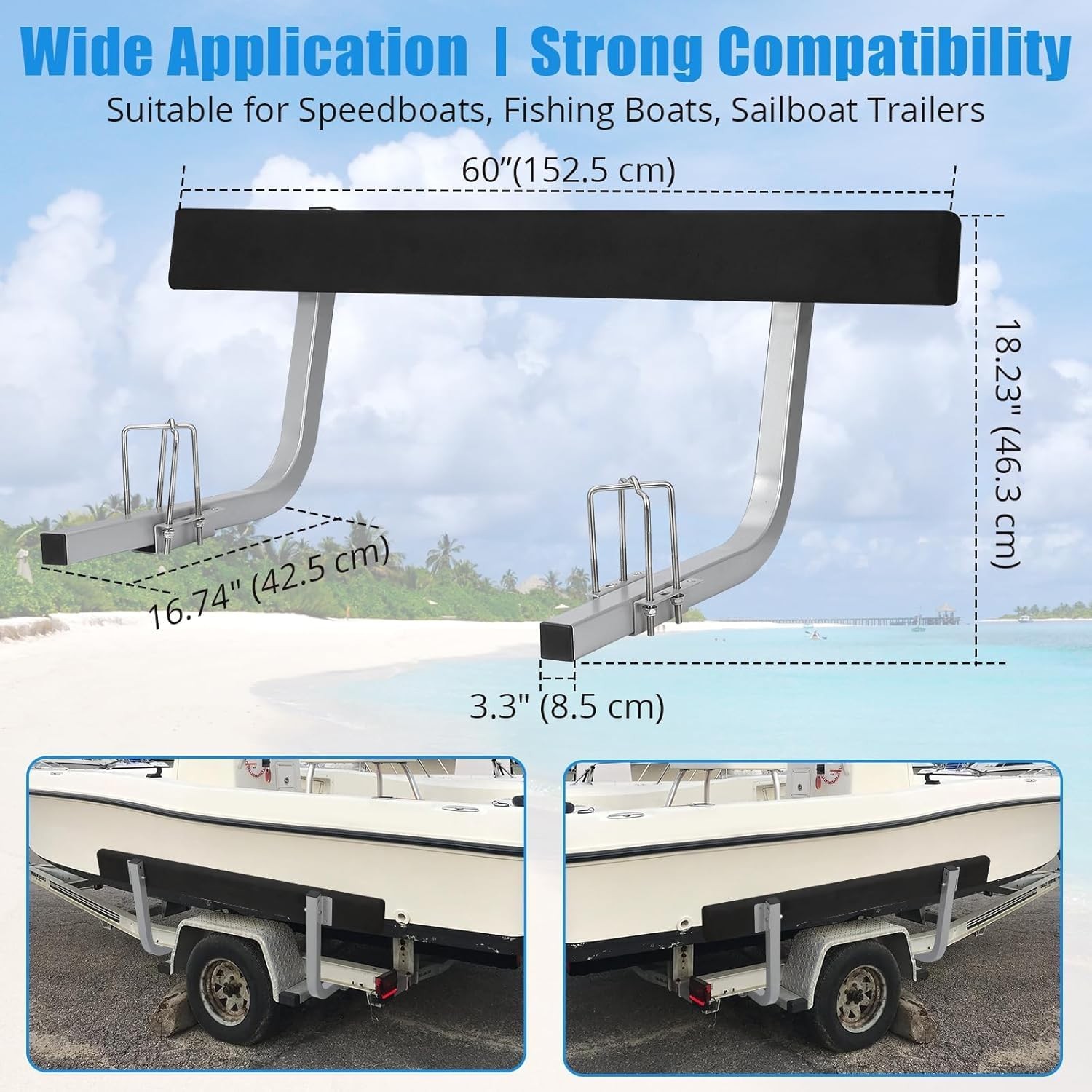 2PCS Boat Trailer Bunk Board Guide ons 60″ Rail Guides Makes Loading Boat US