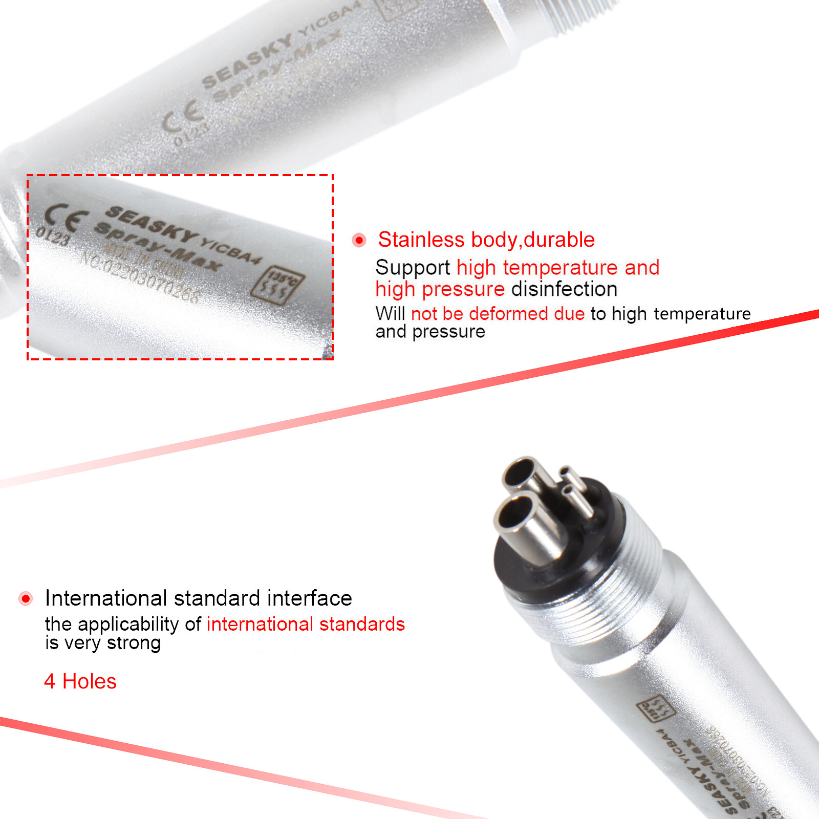 SEASKY Dental High Speed Handpiece Standard Head 4 Holes fit NSK Pana Max PA