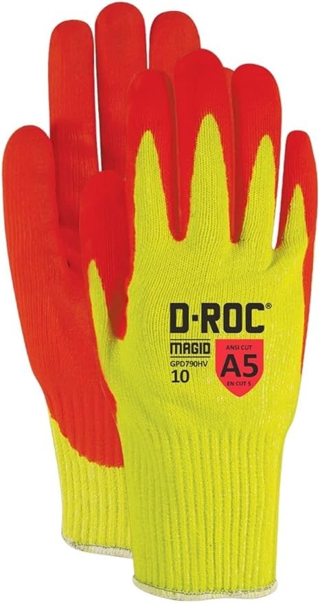 MAGID Liquid Repellent Level A5 Cut Resistant Work Gloves, 10/XL, 12 Pairs
