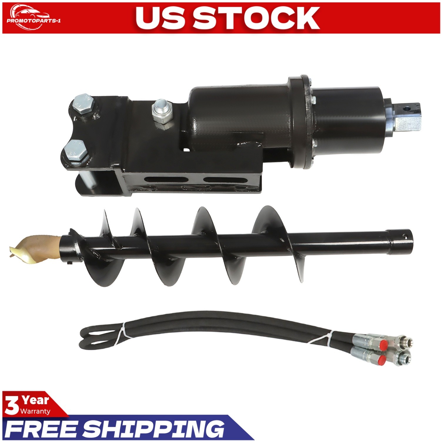 Mini Excavator Attachment 200mm Hydraulic Auger Drill For 1T-1.5Ton Mini Digger