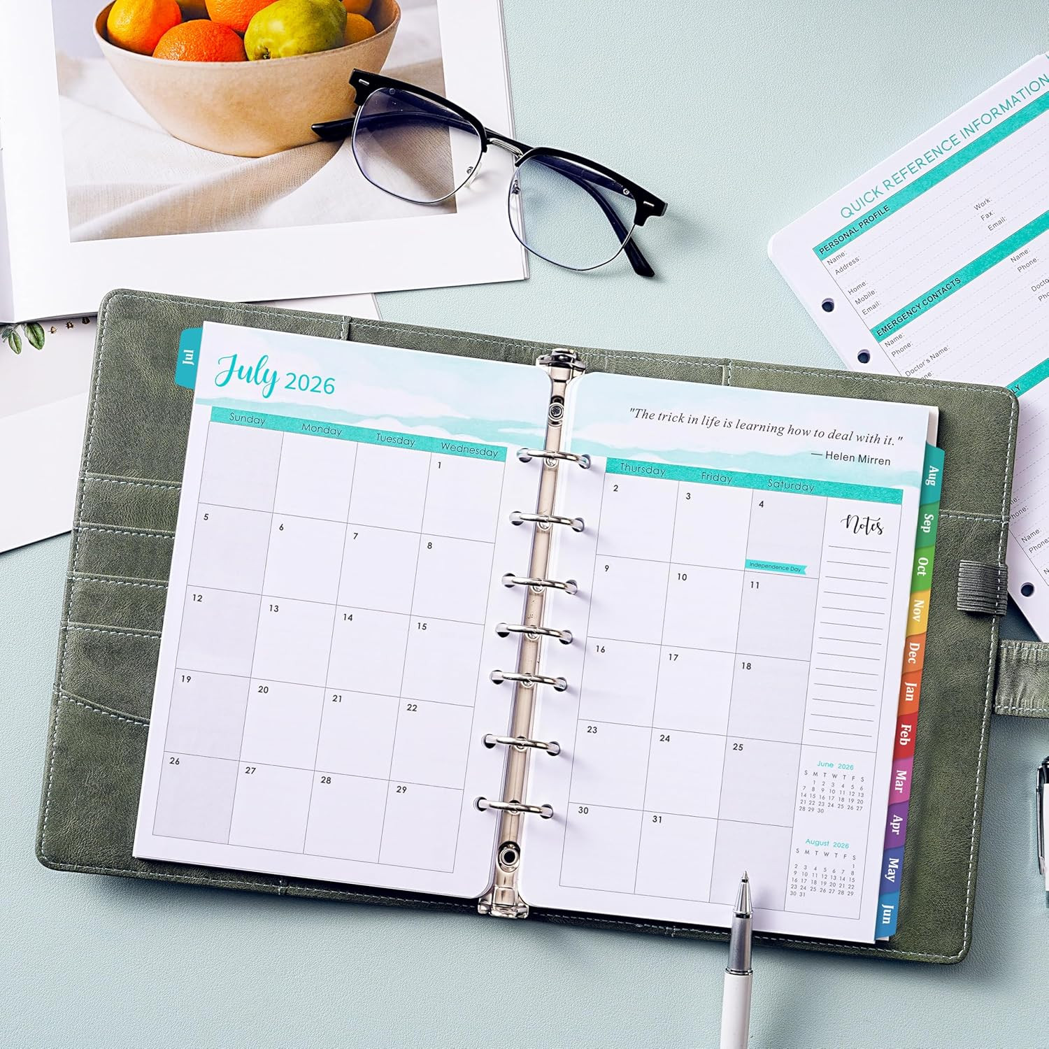 2026–2027 A5 Planner Refills 7-Hole Punched Jul 2026–Jun 2027 Weekly Monthly Pla