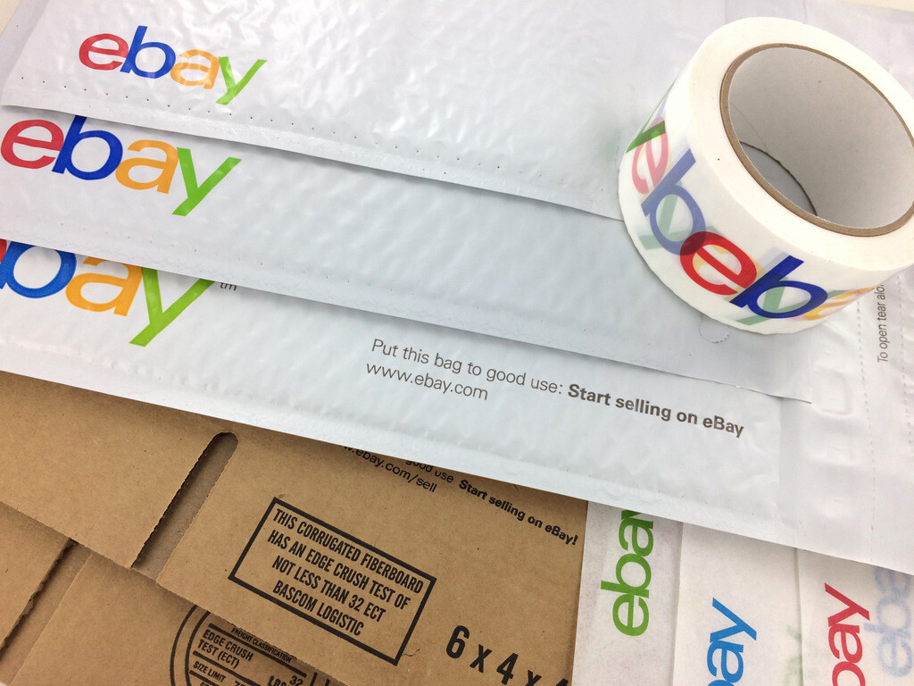Ebay Branded Shipping Supplies Kit Lot Boxes Padded Envelopes Tape Tissue +