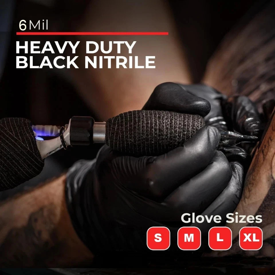 6 Mil Black Nitrile Gloves Heavy Duty Powder-Free Latex-Free XL New 100/1000