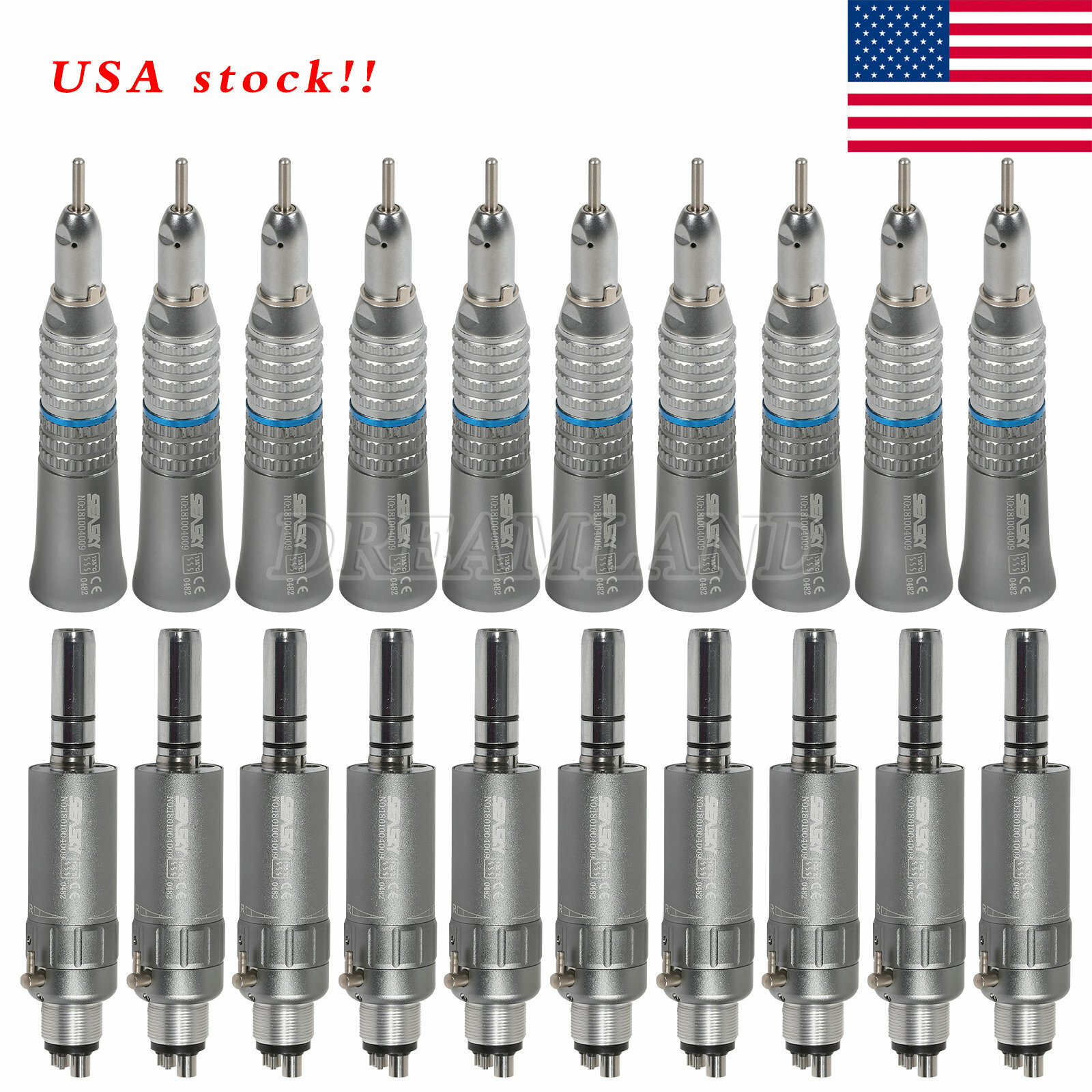 NSK Style Dental Straight Nose /Air Motor Low Slow Speed Handpiece 4Hole Attach