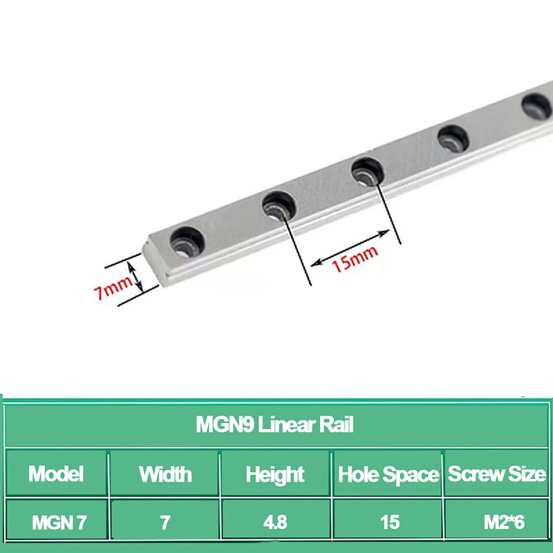 100-1000mm MGN7 MGN9 MGN12 MGN15 Linear Guide Rail Slides for CNC 3D Printer