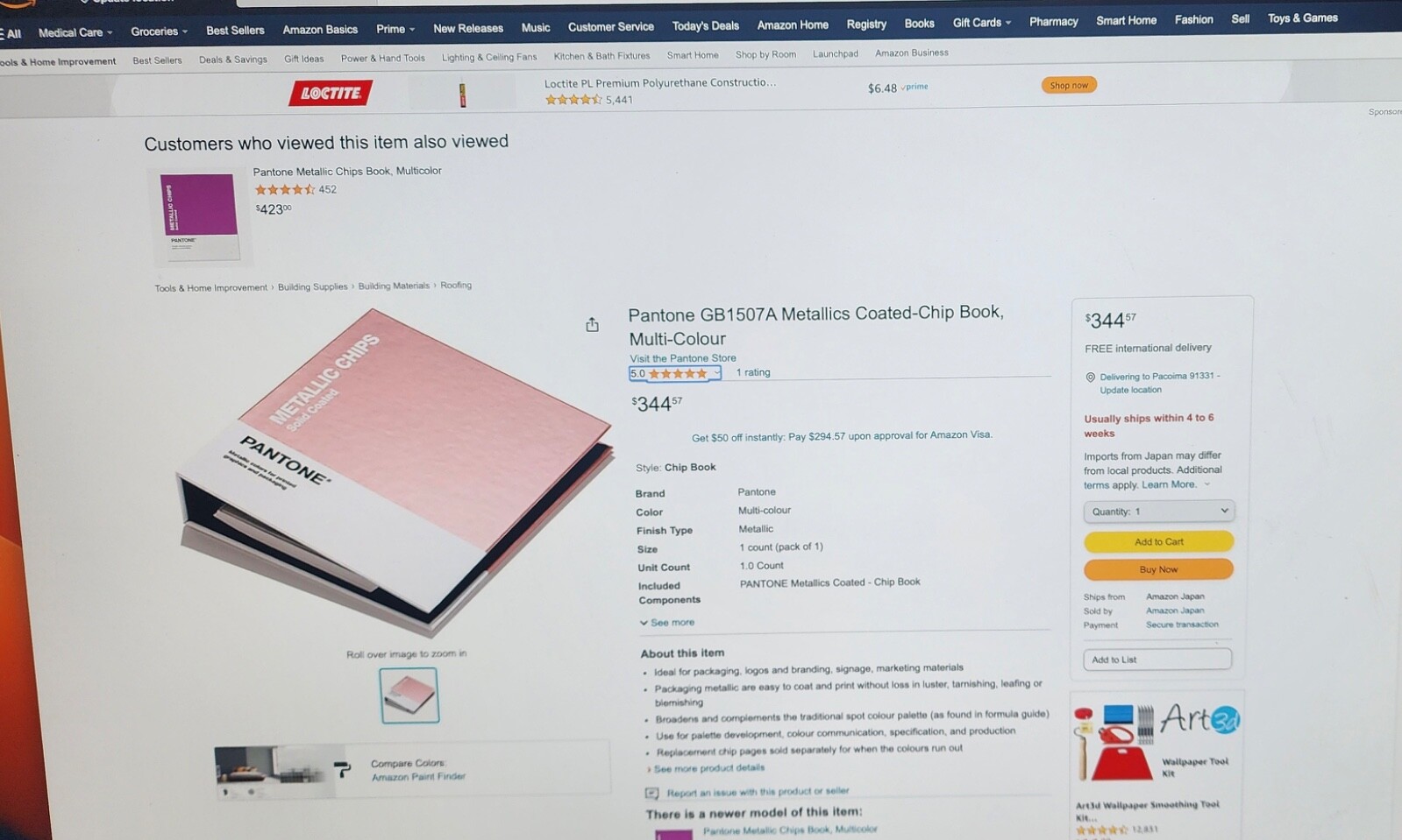 New Unopened Box Pantone GB1507A Metallics Coated-Chip Book,
