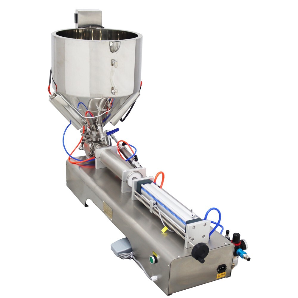 100-1000ml Pneumatic Paste Liquid Heating Filling Machine 1 Nozzle Piston Filler