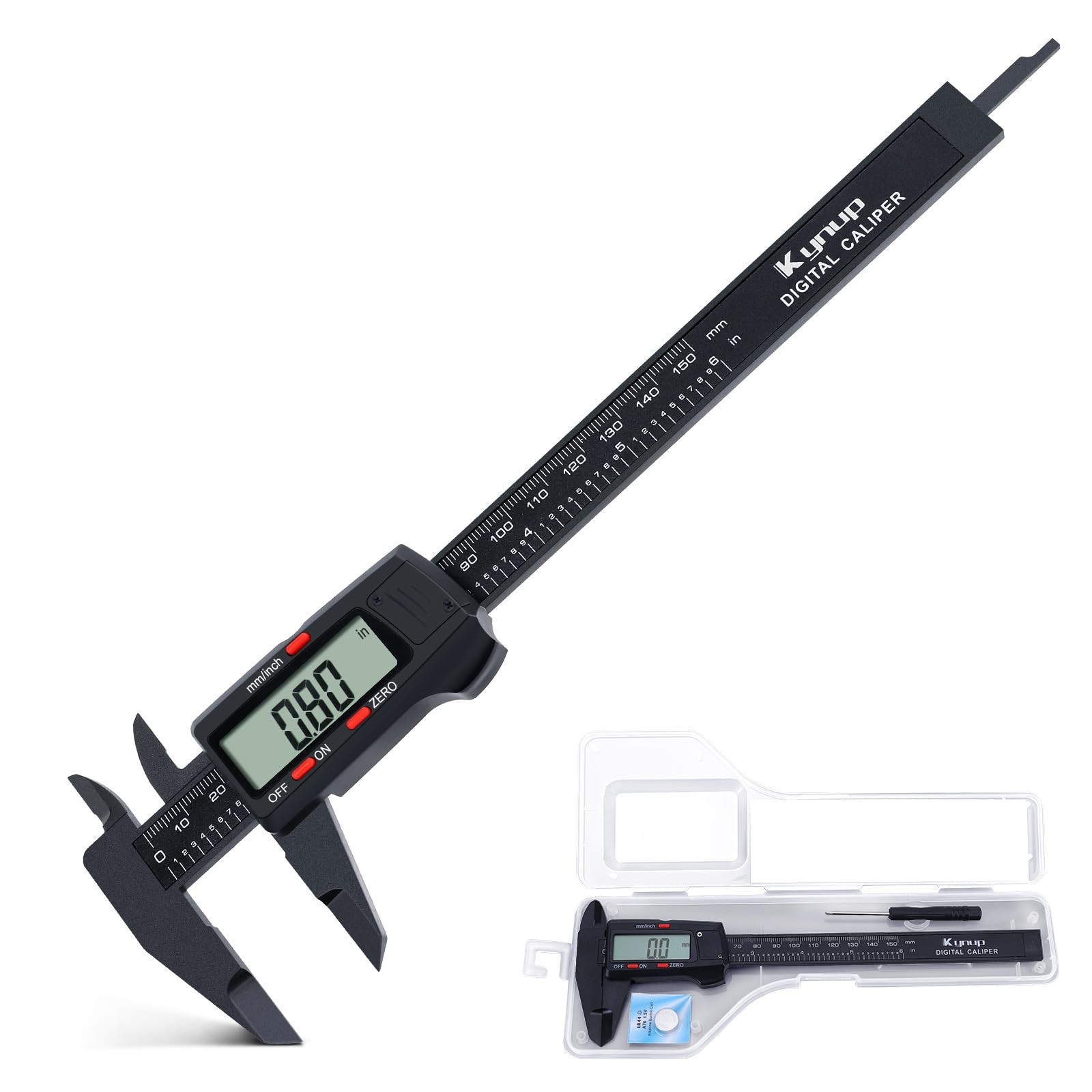 Digital Caliper Measuring Tool LCD Screen Electronic Micrometer 06″ Range