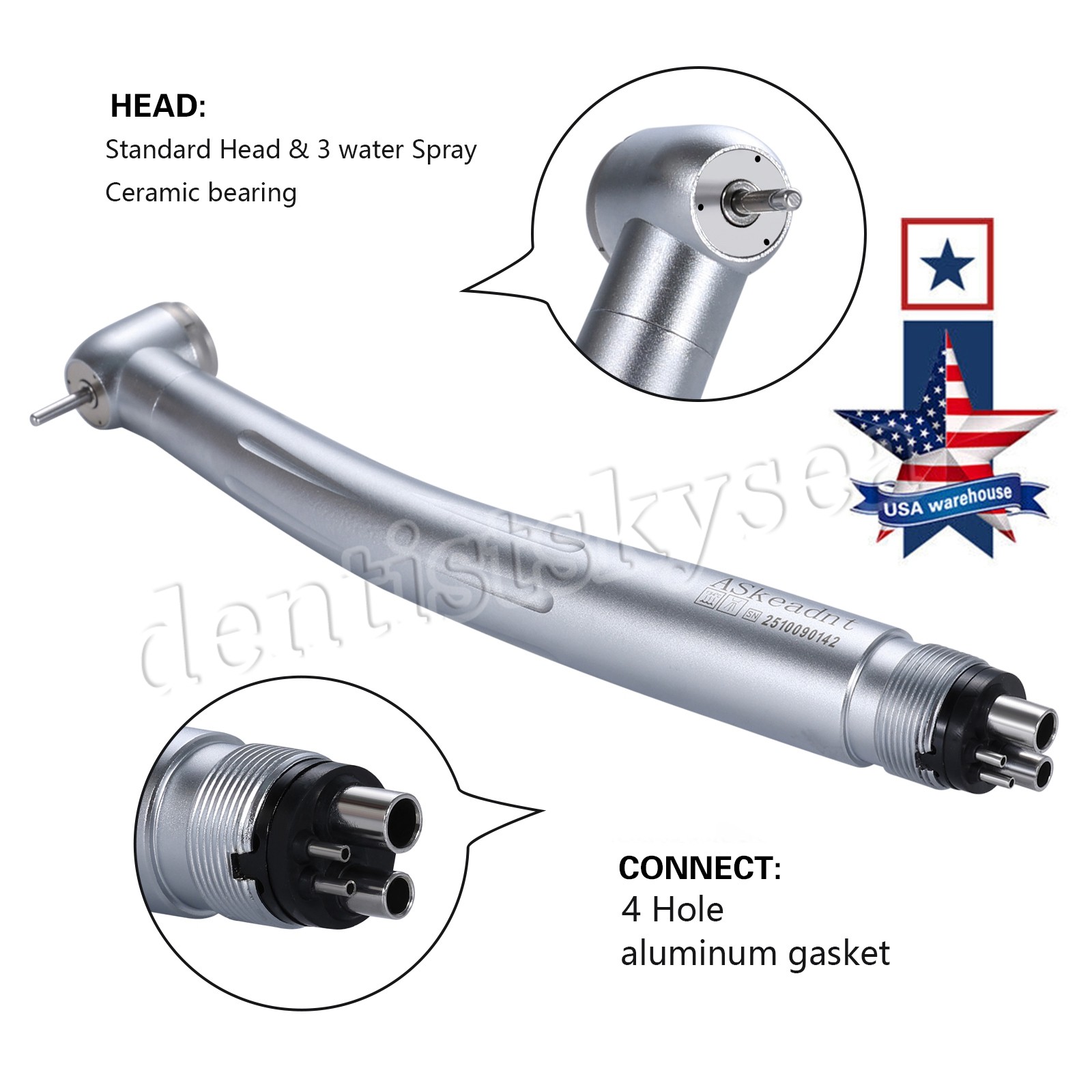 Pieza de mano de alta velocidad de turbina dental estilo NSK 4agujeros Y1BA2 SMK