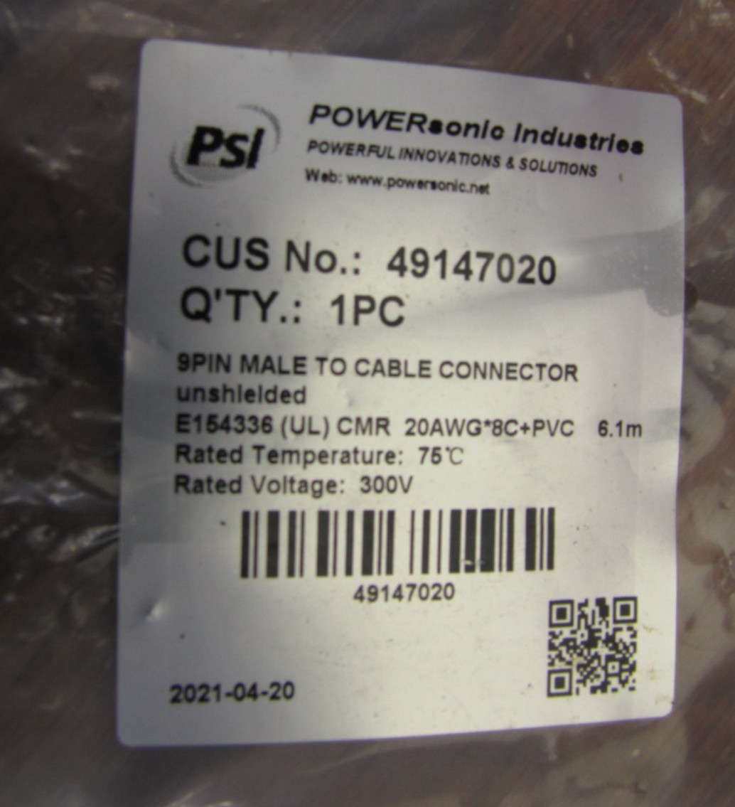POWERsonic Industries PSI 7 wire Cable Connector 20ft 6.1m 49147020 20 awg- New