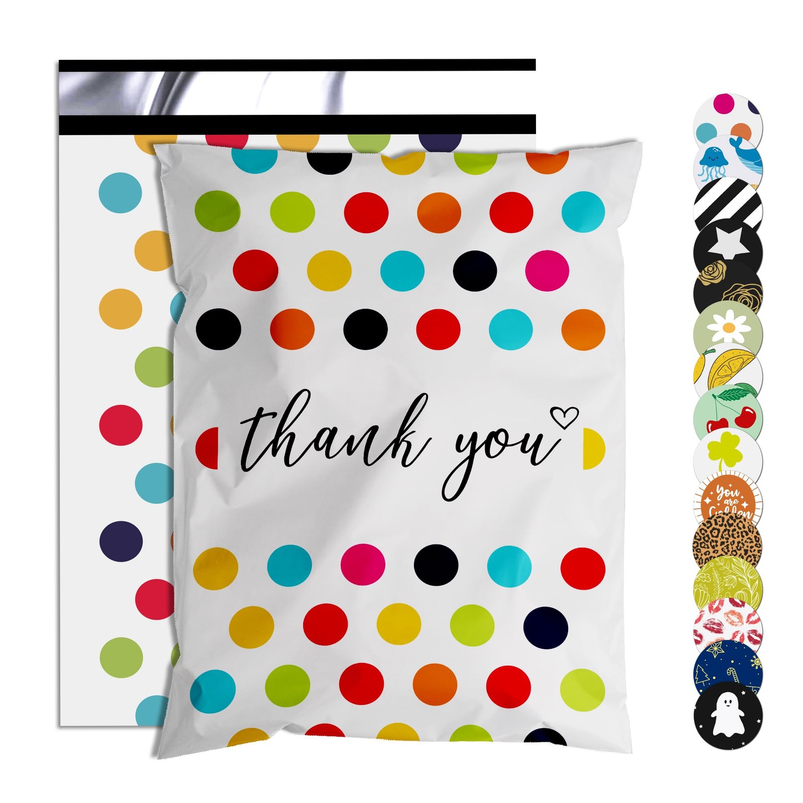 Jowlroel Thank You Poly Mailer 6×9 Inch 100 100Pcs, Color Polka Dots
