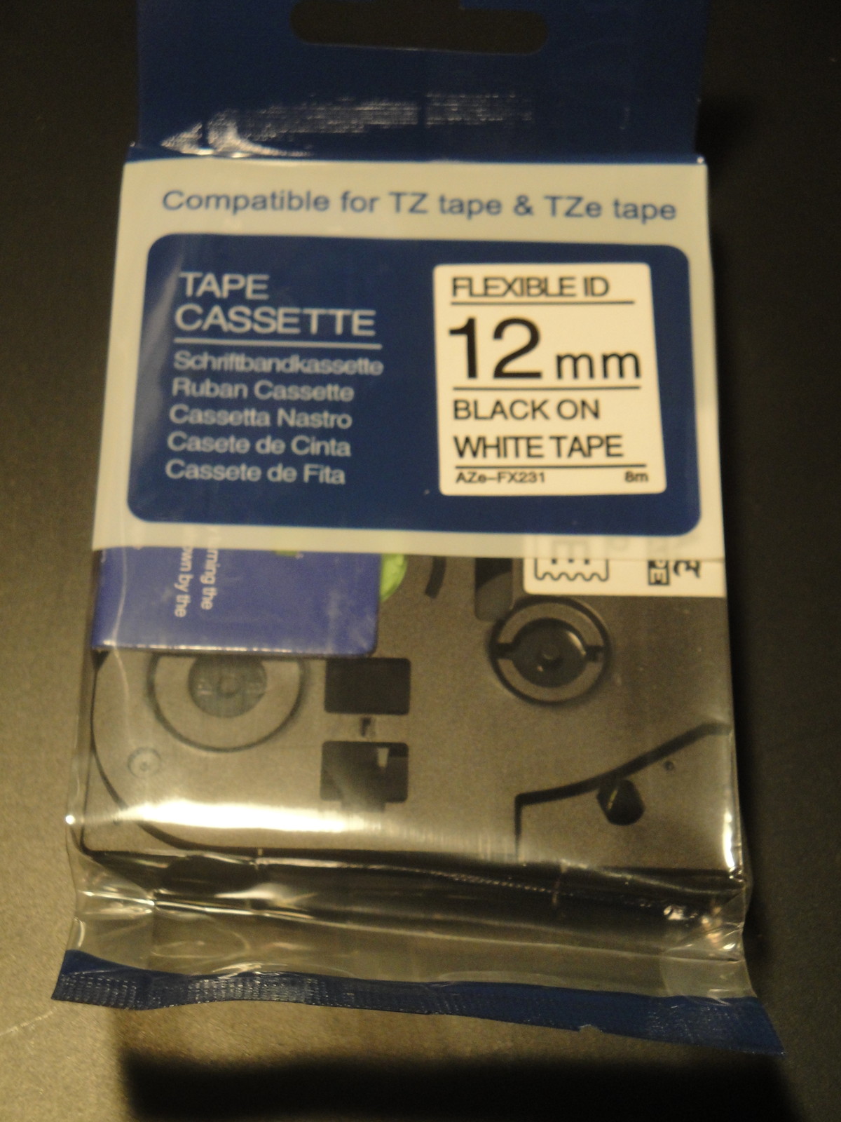 2 PACK BROTHER TZe-231 12mm 1/2″ LABEL CASSETTE BLACK PRINT WHITE TAPE ORIGINAL