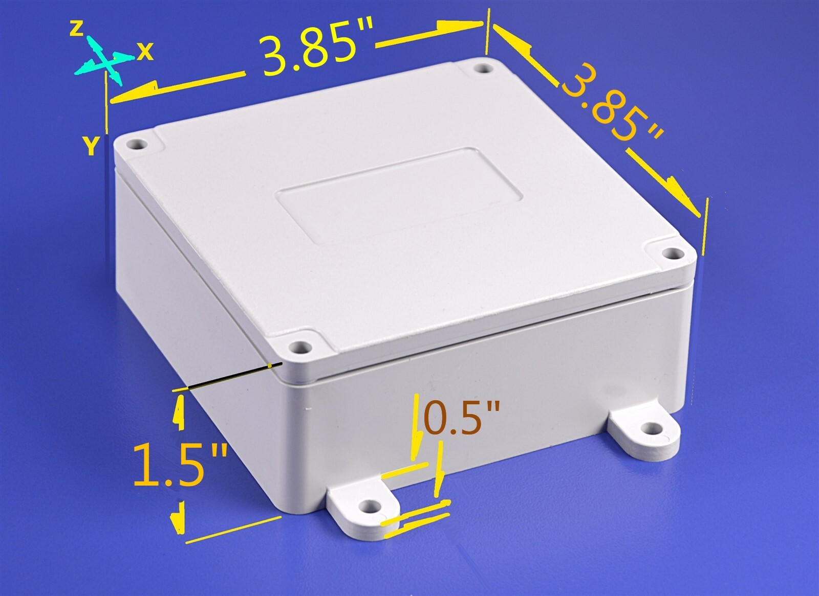 Waterproof Heavy Plastic Enclosure 4″ x 4″ x 1.5″ w/ Mounting Studs