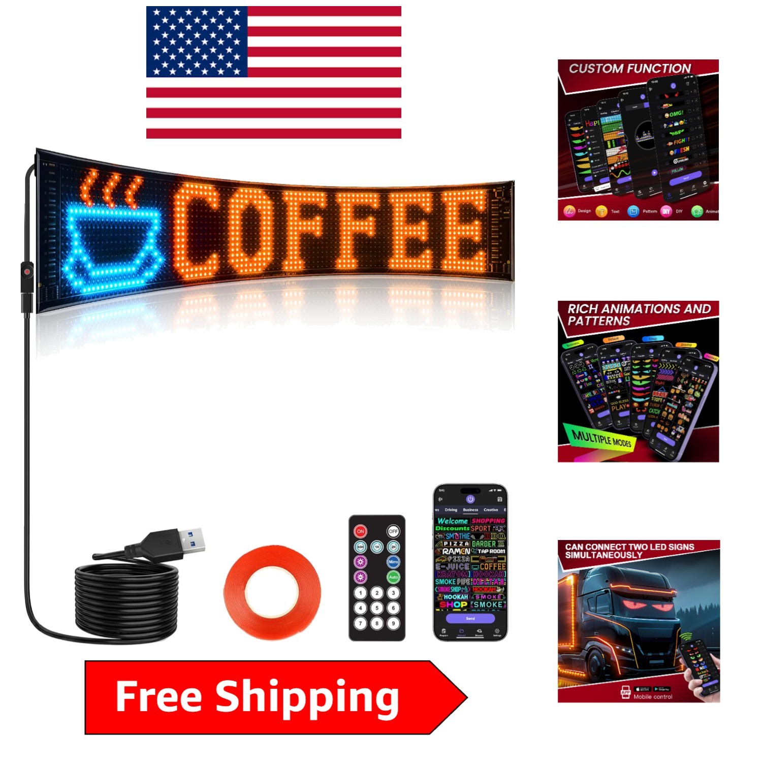 Easy Install 23”x5” LED Sign with Customizable App Control for Maximum Impact