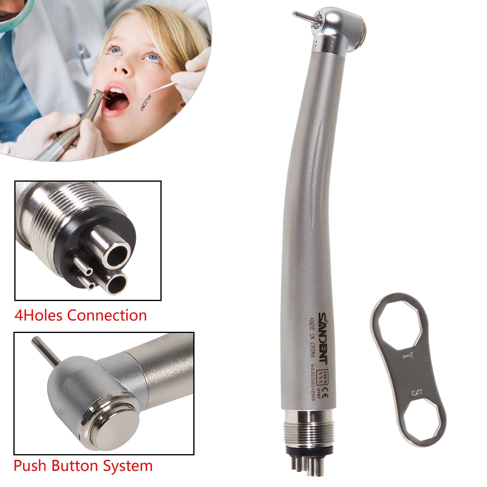 10 SANDENT NSK Style Dental High Speed Handpiece Push Button 4 Hole Pana Max ST4