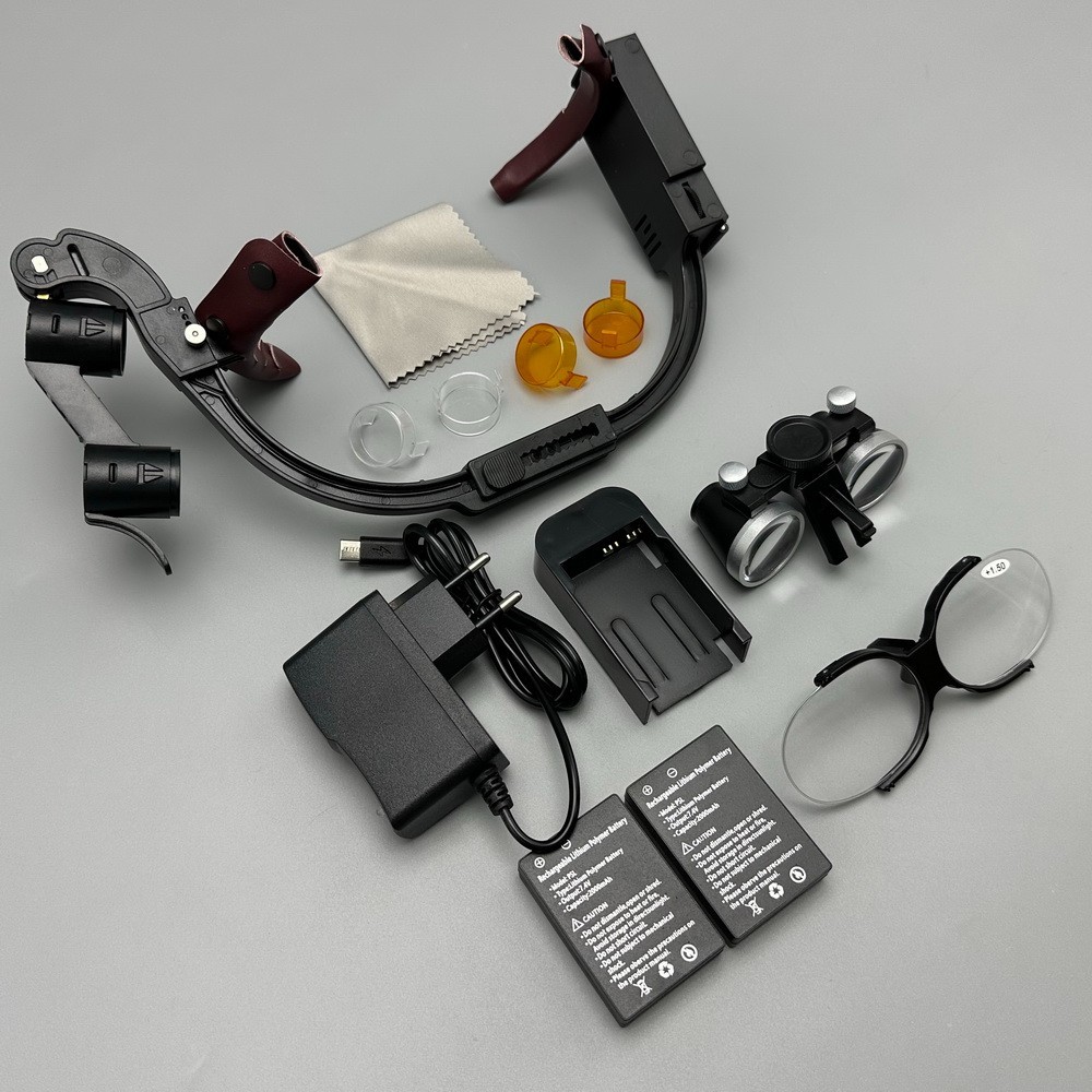 Dental Surgical Binocular Loupe Magnifier Glasses 3.5x Medical LED Head Light US