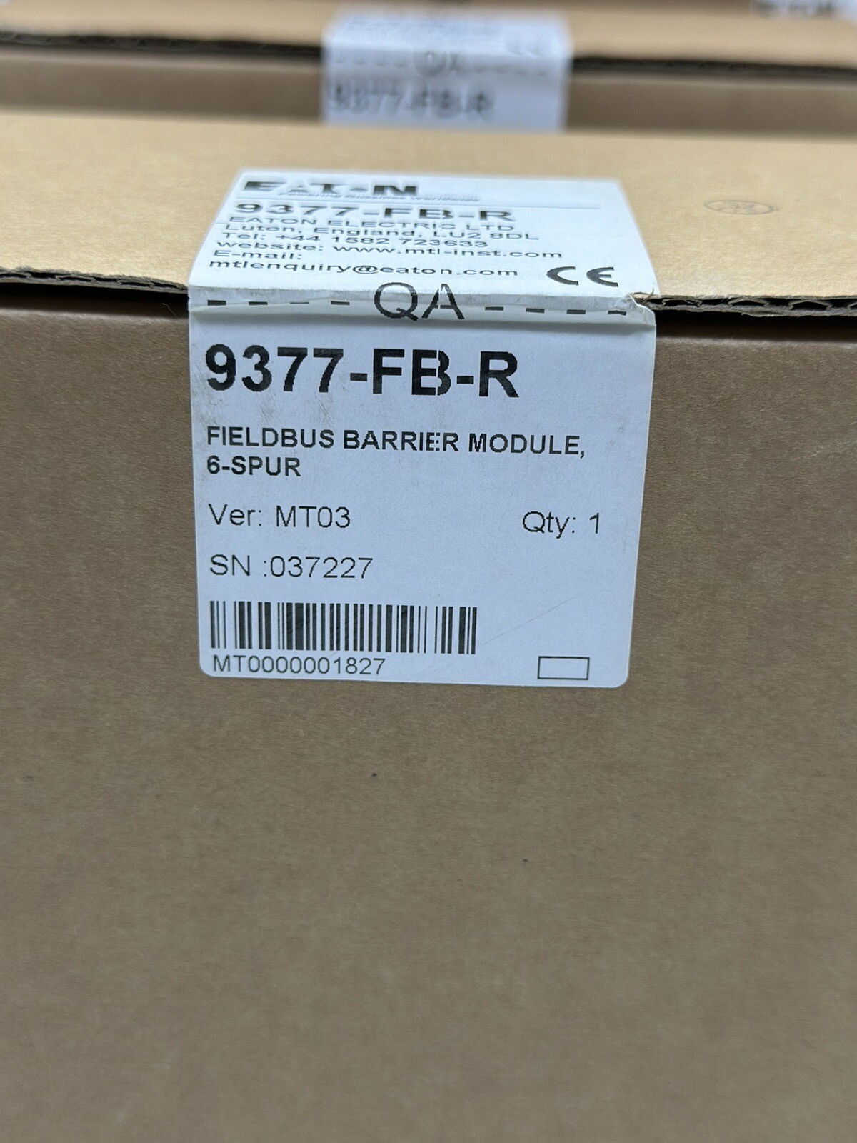 EATON 9377-FB-R FIELDBUS BARRIER MODULE 6-SPUR VER: MT03