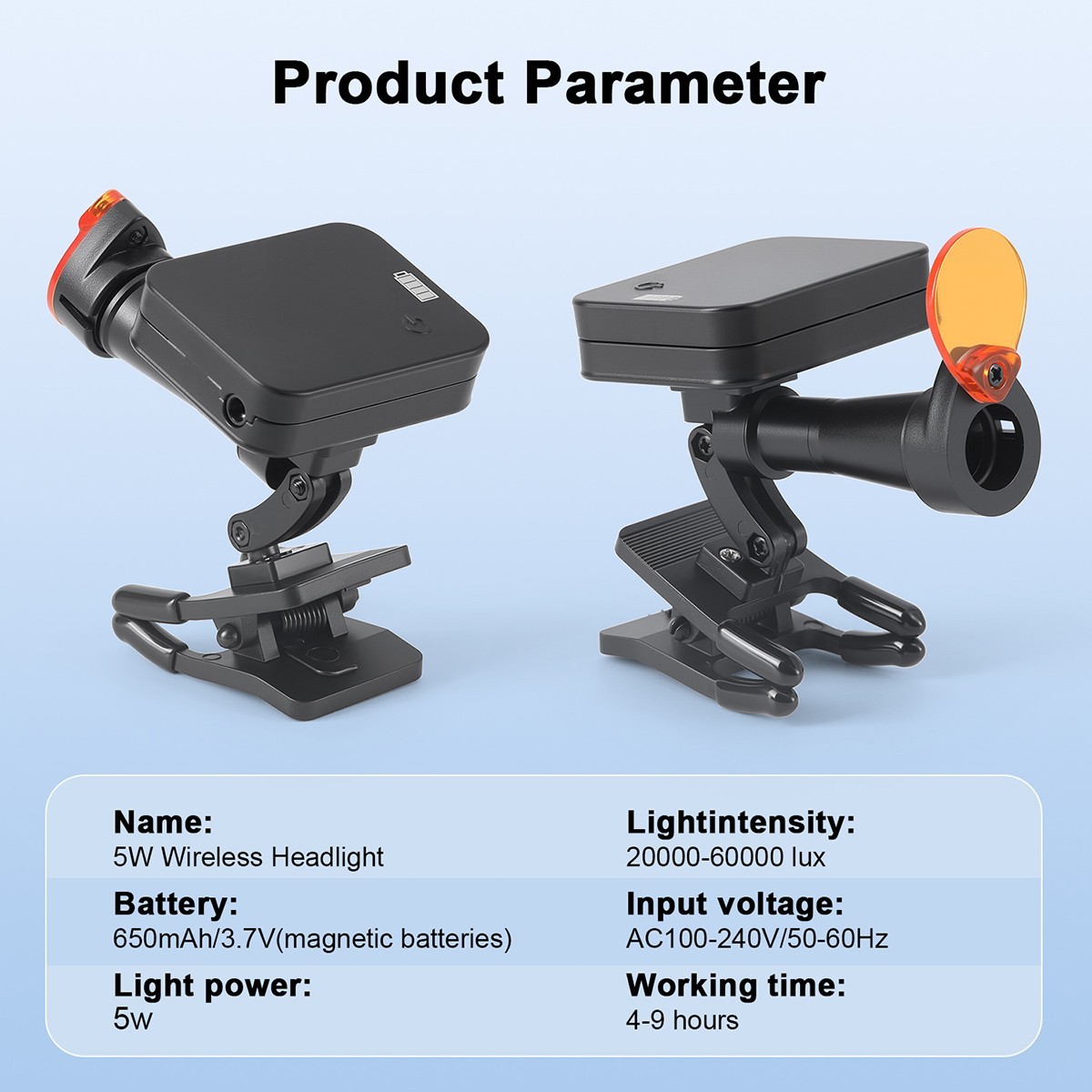Wireless 5W Dental LED Clip-On Headlight 2 Magnetic Battery for Binocular Loupes