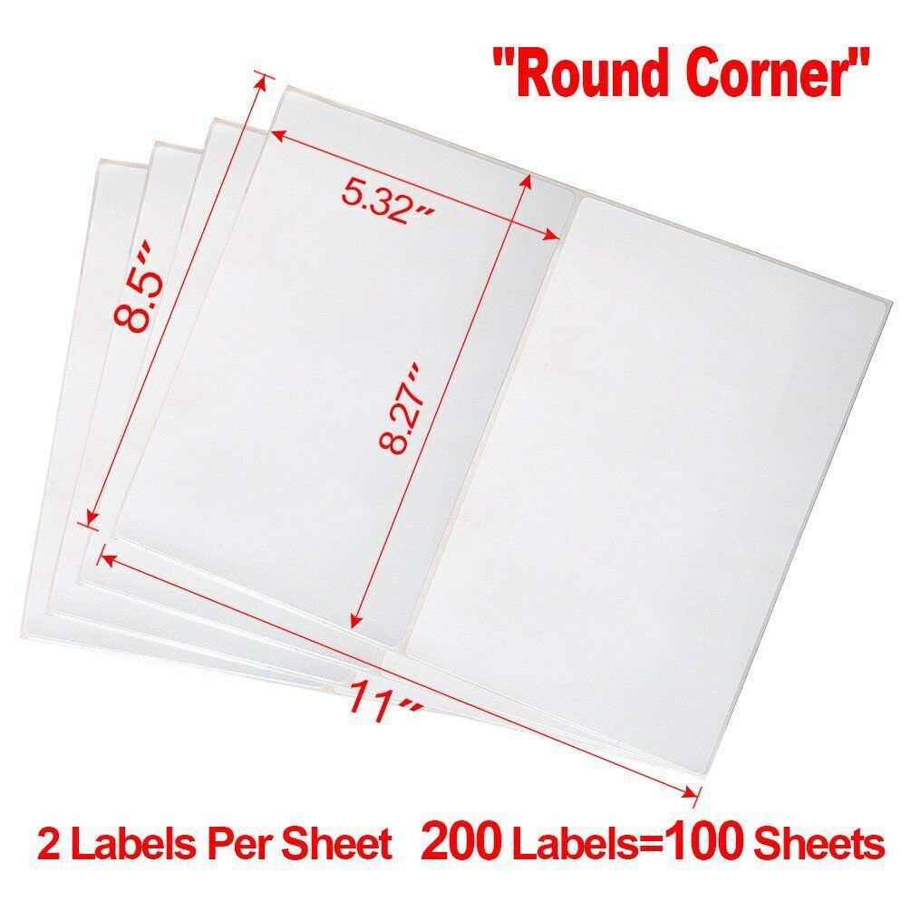 100-20000 Premium 8.5×5.5 Round Corner Shipping Labels Half Sheet Self Adhesive