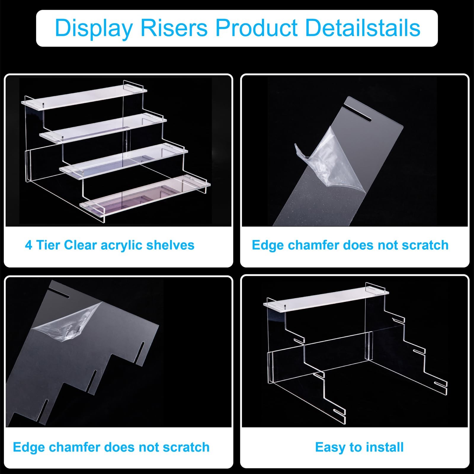 HENABLE 4 Tier Acrylic Display Risers Perfume Organizer Stand Cupcake Stand H…