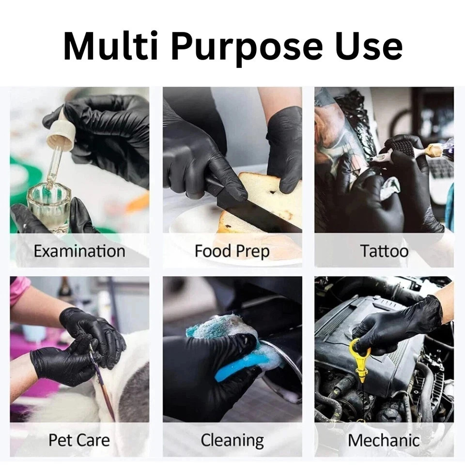 6 Mil Black Nitrile Gloves Heavy Duty Powder-Free Latex-Free XL New 100/1000