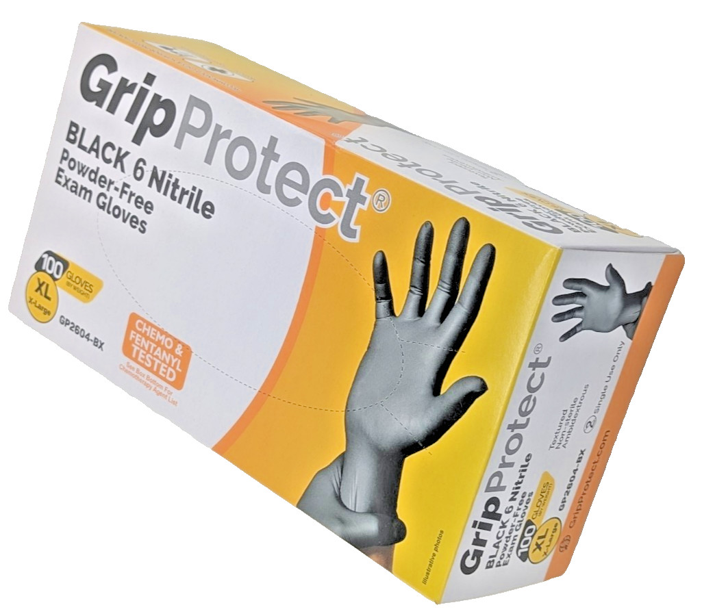 6 Mil BLACK Nitrile Powder-Free Exam Gloves Box of 100