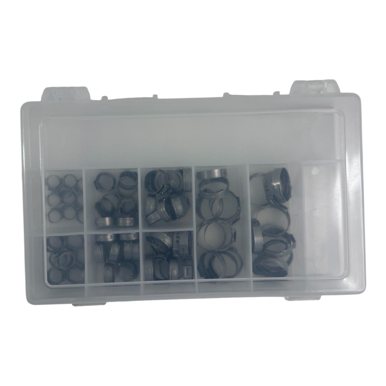 Oetiker 80pc 1-Ear Clamp Kit Stainless 1/4in-7/16in Hose Clamp Assortment Kit