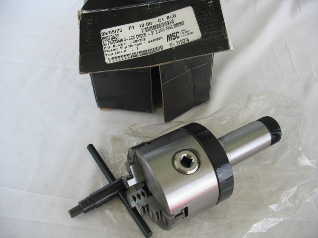 Precision Manual Lathe Chuck 3″, 3 Jaws, 5C Mount, Self-Centering 230-6003 -NEW-