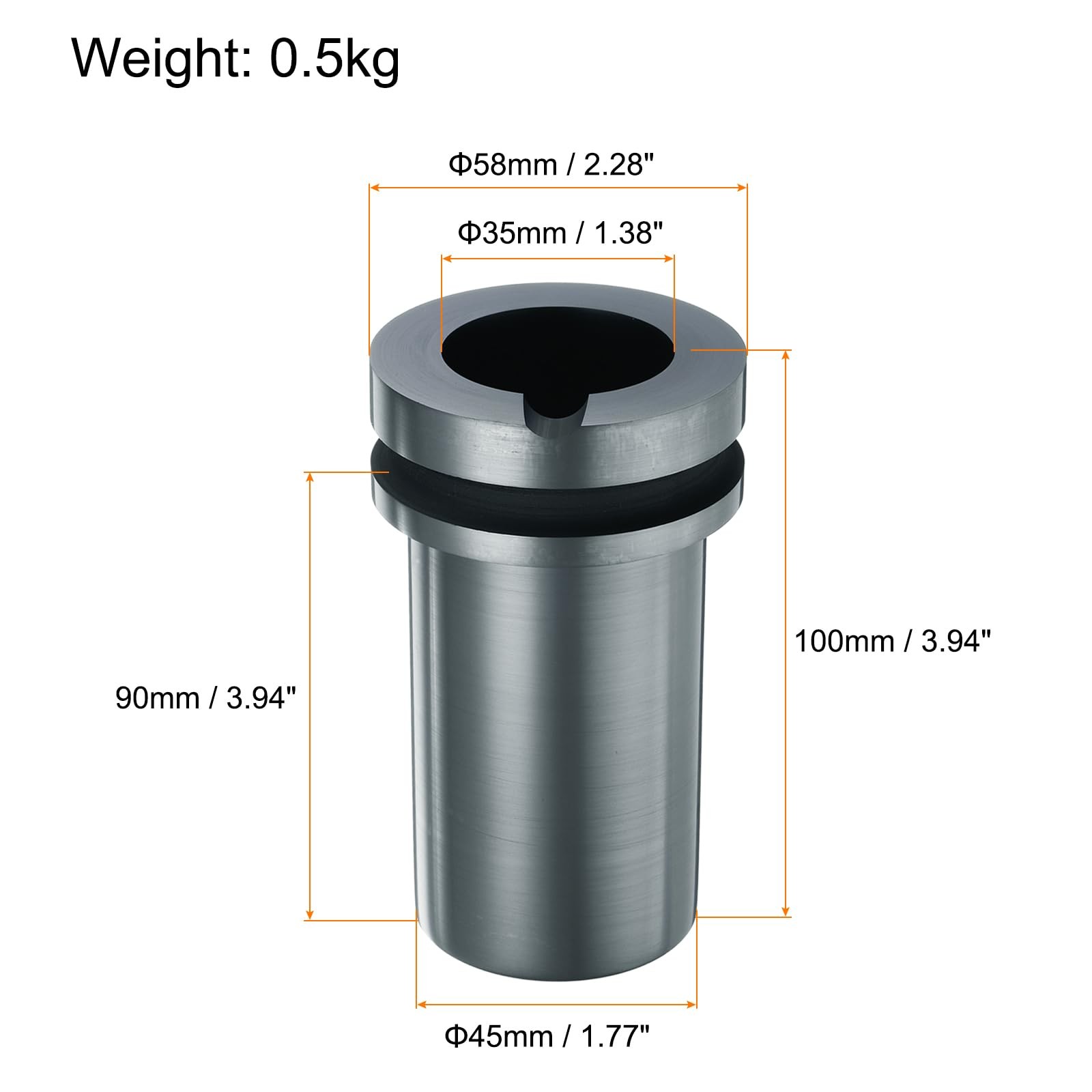 High Purity Graphite Crucible, 0.5kg, 35mm x 100mm H, Melting Gold, Silver, C…