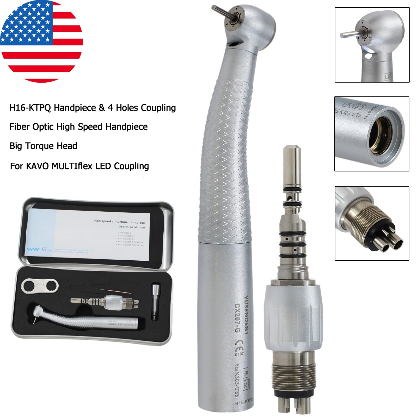 COXO Dental High Speed Handpiece Fiber Optic For KAVO MULTIflex Coupler 4 6 Hole