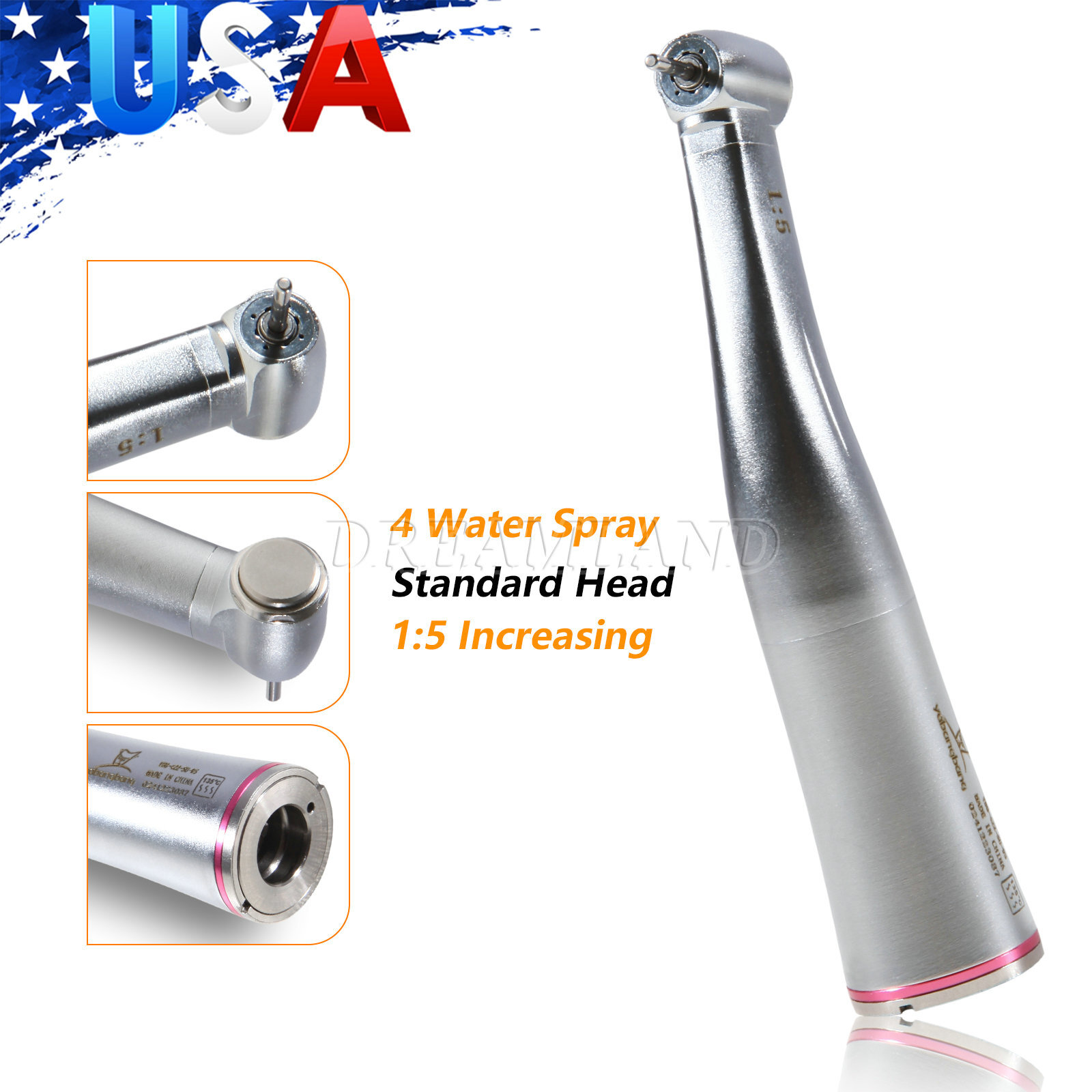 SEASKY Dental High Speed Handpiece /1:5 Increasing Electric Contra Angle Red ds