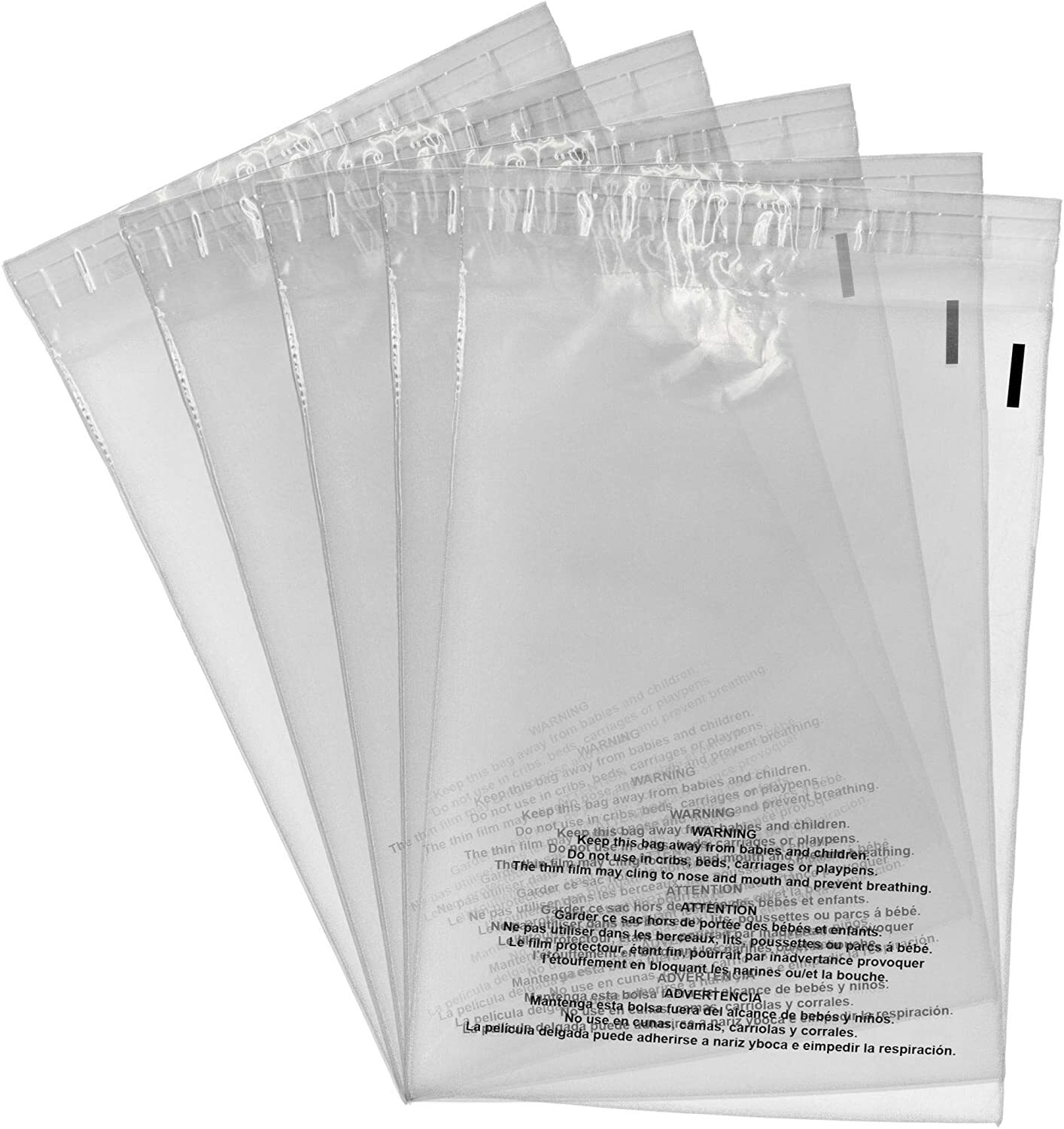 3000 10×13 Premium Suffocation Warning Clear Plastic Self Seal Poly Bags 1.5 Mil