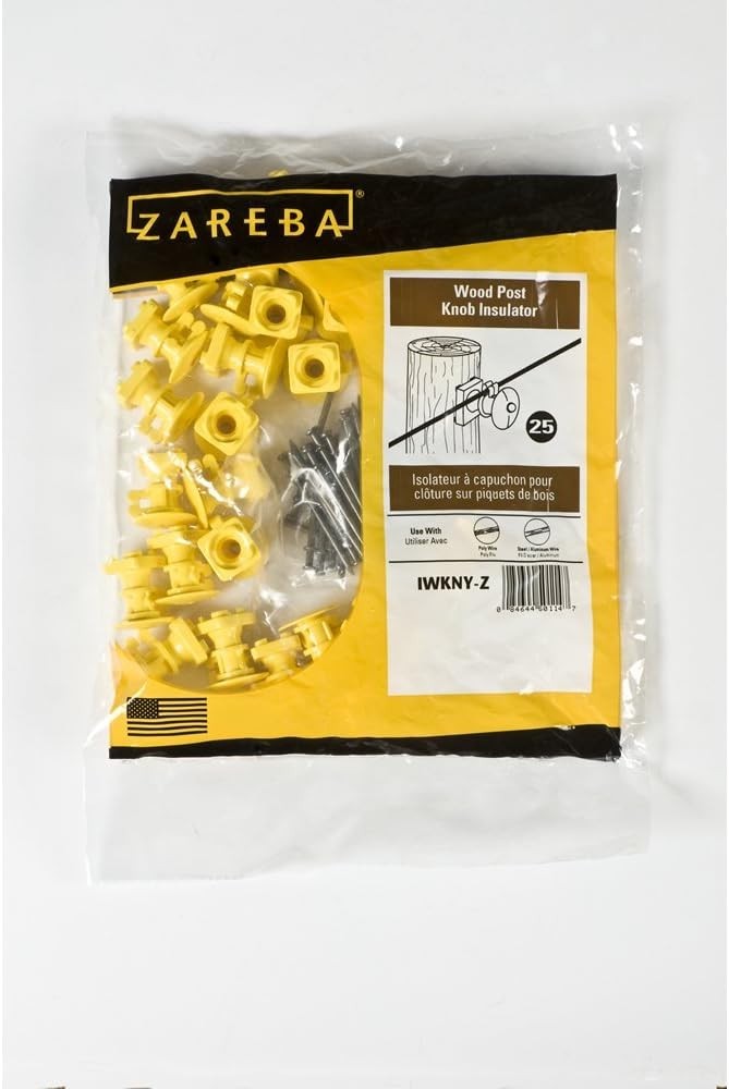 Essential Electric Fence Insulation – 25 Pack Yellow Insulators for Wood Posts