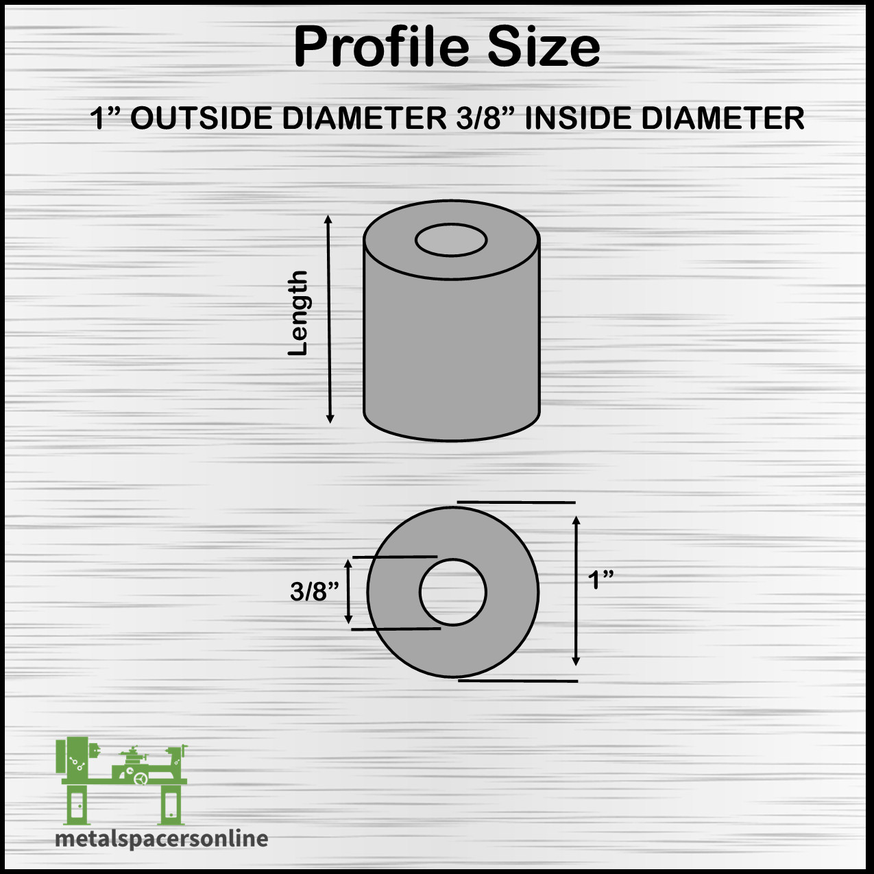 New Aluminum Spacer Bushing 1″ OD x 3/8″ ID–Fits M10 or 3/8″ Bolts