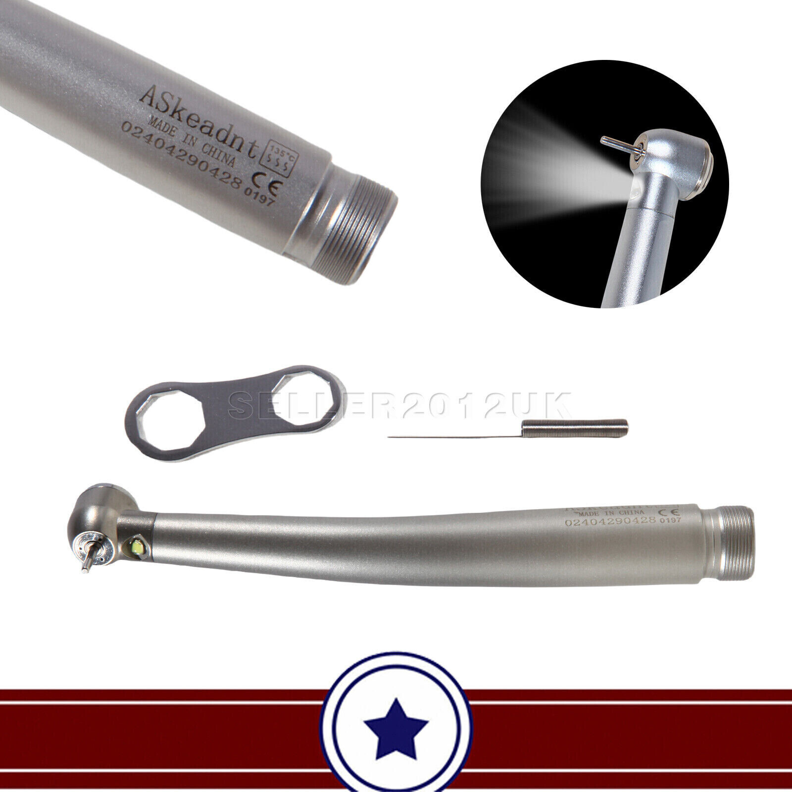 Dental Fiber Optic LED E-generator High Speed Handpiece 2HOLE Borden