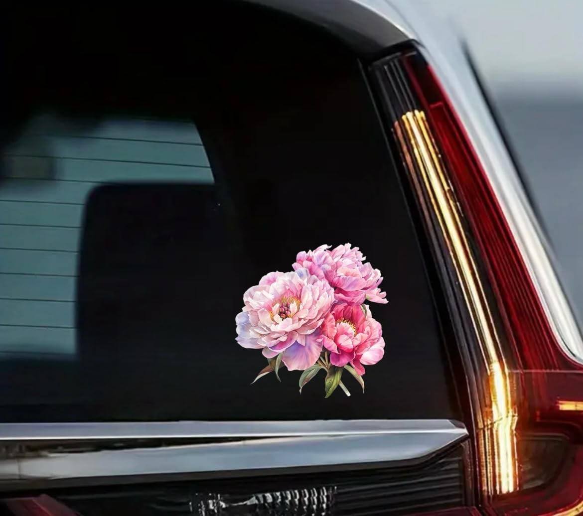 Removable Pink Peonies Vinyl Decal, Waterproof Flower Sticker for Model: Pink