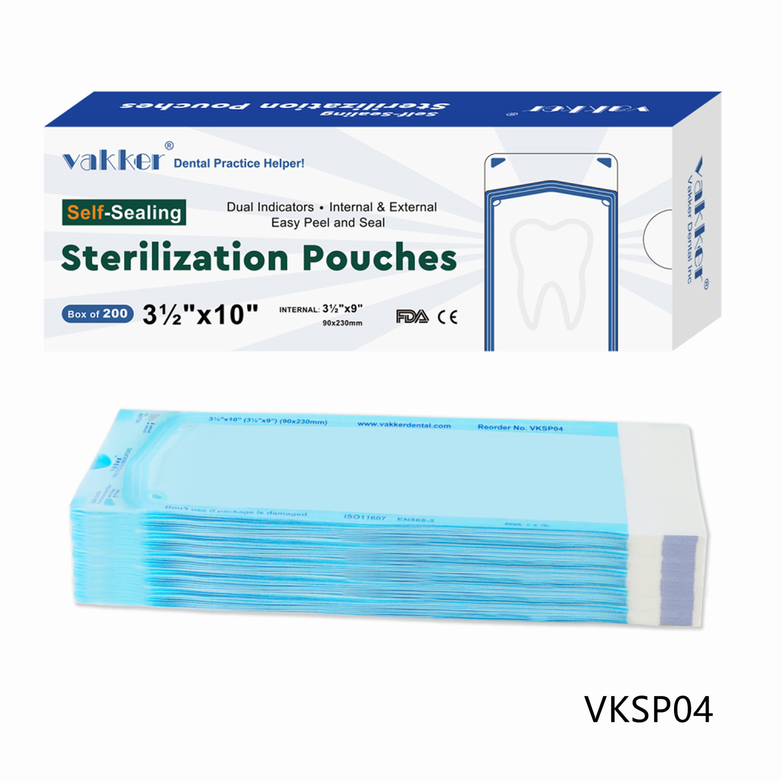 200pcs 3.5″ x 10″ Self Sealing Sterilization Pouches Autoclave, Sterilizer Bag