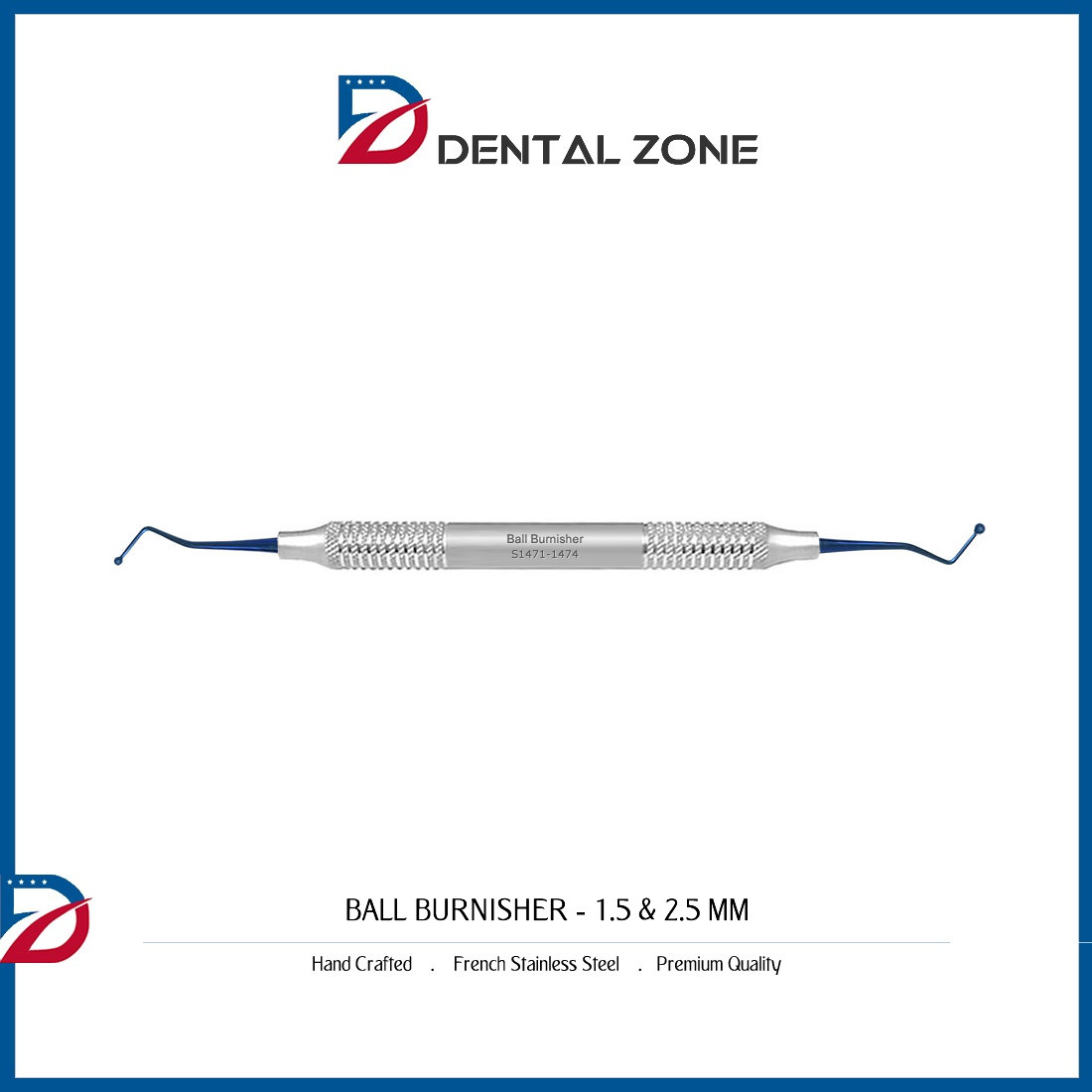 BALL BURNISHER PLUGGER 1.5 – 2.5 MM TITANIUM COATED DENTAL INSTRUMENTS NEW