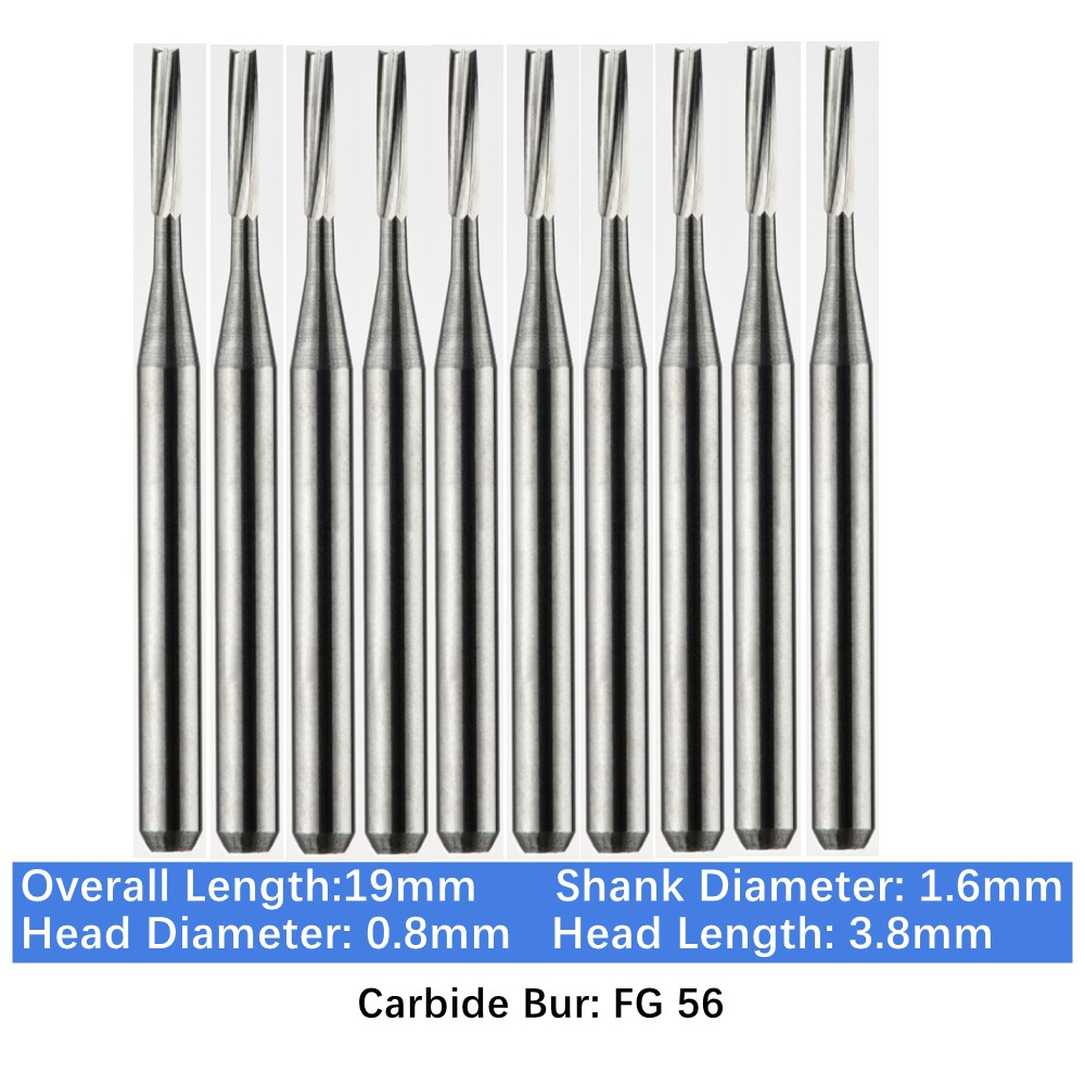 10-100pcs FG 56 Vakker Dental Carbide Burs Straight Fissure Burs High Speed