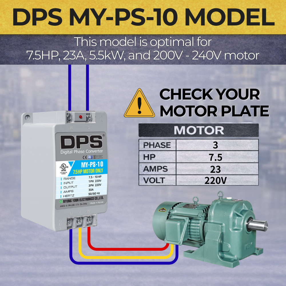 1 Phase to 3 Phase Converter, Must be only used on 7.5HP(5.5kW) 23Amps 200V-240V
