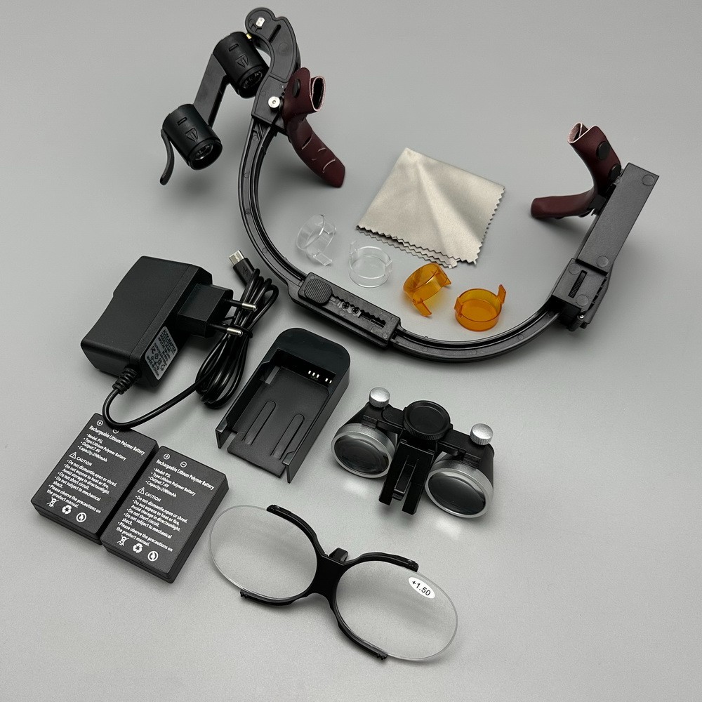 Dental Surgical Binocular Loupe Magnifier Glasses 3.5x Medical LED Head Light US