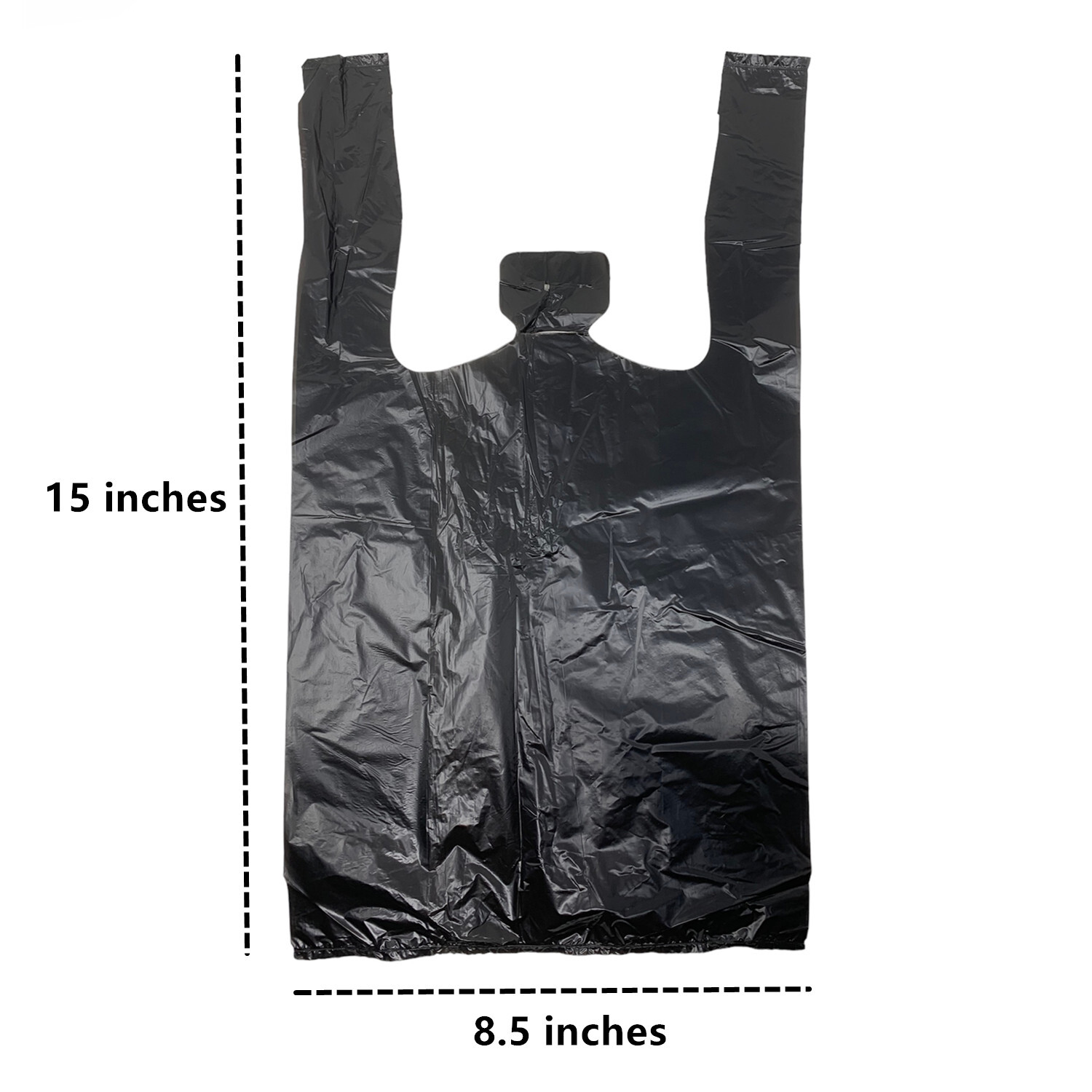 100-1000 Pc Small T-Shirt Bag Black Plastic Carry Out for Shopping 15″x 4″x 8.5″