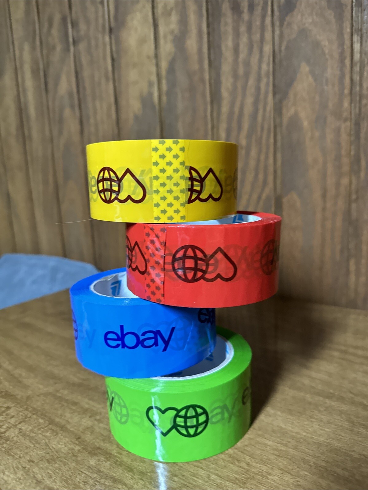 4 Rolls eBay Branded Packing Shipping Tape 2″ x 75 Yards Red Blue Yellow Green