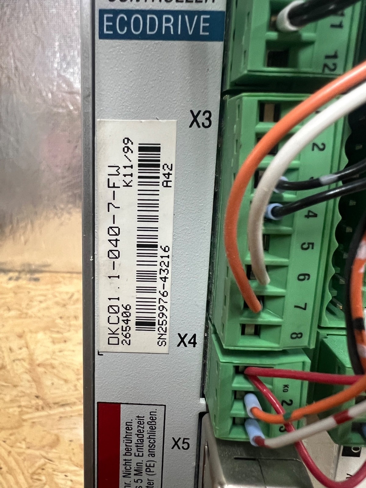 INDRAMAT DKC01.1-040-7-FW DIGITAL AC-SERVO CONTROLLER ECODRIVE