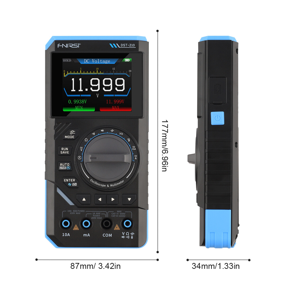 FNIRSI DST210 3-In-1 Handheld Digital Oscilloscope Multimeter Signal Generator`