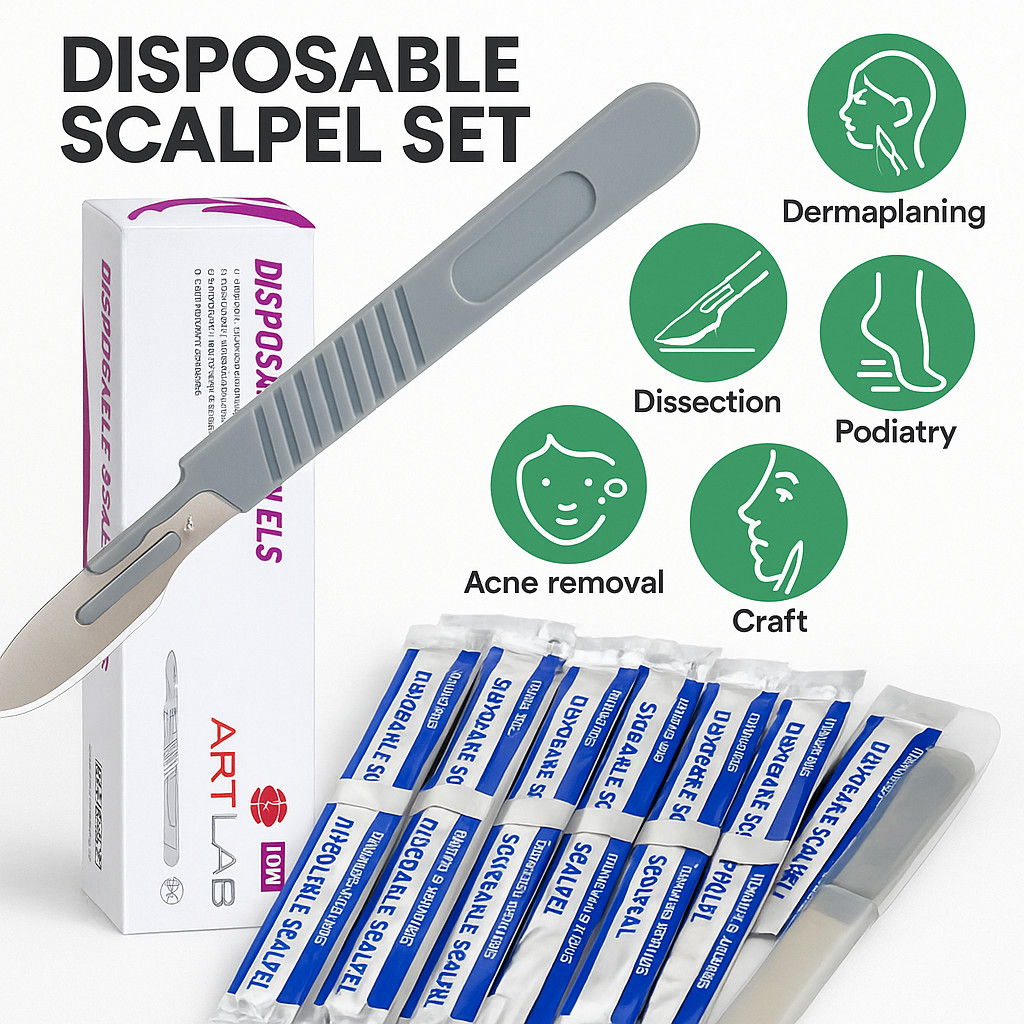 10 PK DISPOSABLE SCALPELS #22-SINGLE USE – DISSECTING, SURGICAL, DERMAPLANING